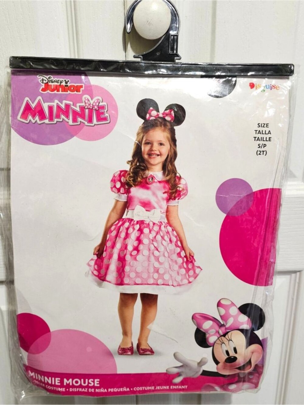 Minnie Mouse Pink Polka Dot Toddler Costume Girls 2T Halloween Dress Ears Cute